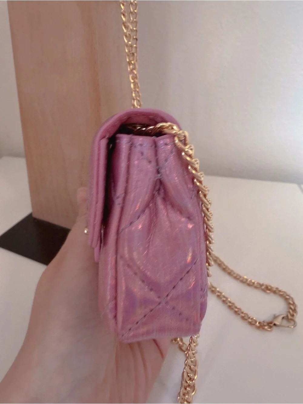 Pink Purple Holographic Mini Crossbody Bag